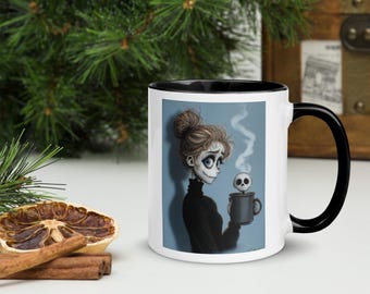 Gothic Skeleton Girl Coffee Mug: Spooky Halloween Ceramic Cup