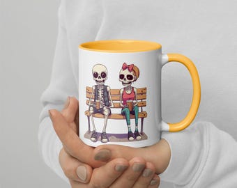 Funny Skeleton Couple Coffee Mug: Halloween Goth Tea Cup