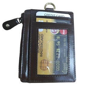 Porte-cartes en cuir véritable - Plusieurs porte-cartes avec fentes pour carte d'identité (brun)