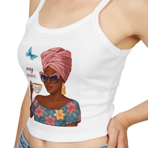 Boho Spaghetti Strap Tank Top mit &#39;My Peace&#39; Design, Damen Sommer Kleidung, Casual Top, Geschenk für Sie, Urlaub Outfit, Festival Mode