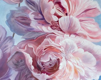 Whispers of Peonies - Canvas Art Print - Romantic Pink Flower Wall Art, Elegant Home Decor