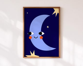 Celestial Wall Art, Moon Nursery Printable For Kids Room, Baby Shower Gift (Digital Download)
