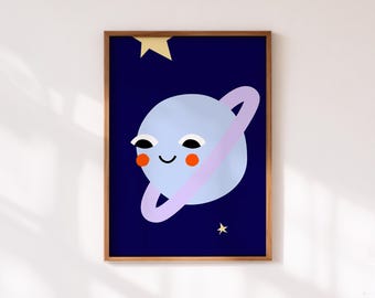 Happy Little Planet Print: Cosmo Bold Nursery Wall Art (Digital Download)