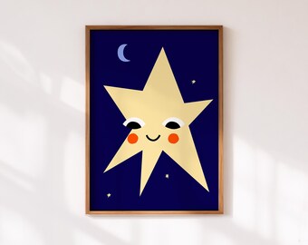 Star Nursery Wall Art Celestial Space Kids Room Bedroom Decor Print (Digital Download)