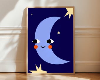 Maan kinderkamer kunst hemelse muur print kinderkamer ruimte decor cadeau baby (digitale download)