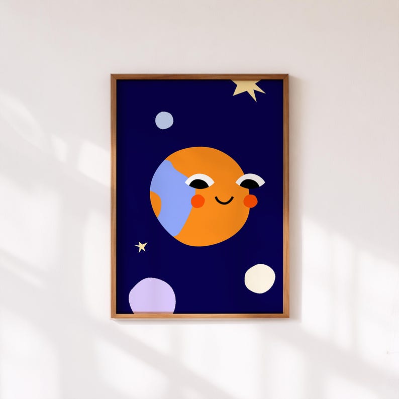 Happy Little Planet Print: Bold Modern Nursery & Kids Decor (Digital Download) image 1