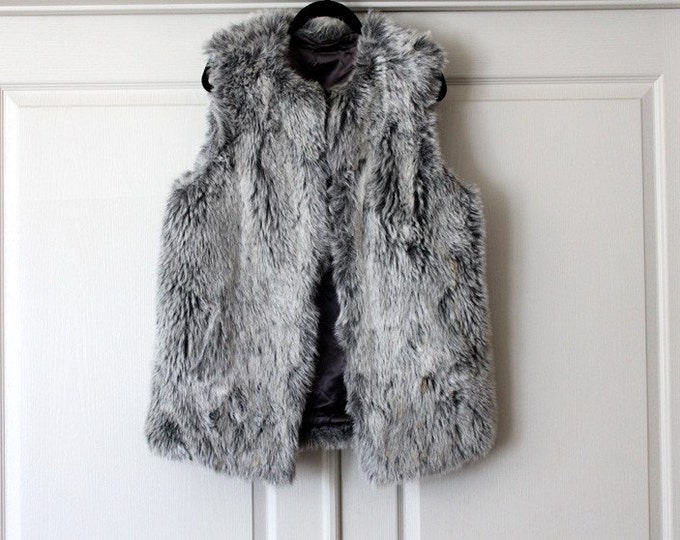 Oversized Grey Faux Fur Vest - Etsy