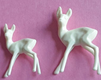 6pc MINI white REINDEER plastic teeny tiny deer diaramas, globes, scenes