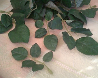 110 ROSE LEAVES dark green silk stems foliage floral supplies