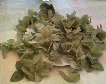 100s of GREEN silk LEAVES foliage floral supplies craf