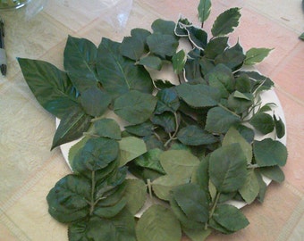 130 GREEN LEAVES mostly rose foliage floral supplies crafts