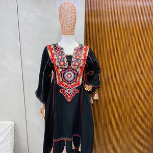 Hand Embroidered Cotton Kaftan Kurti: Ethnic Boho Tunic Dress