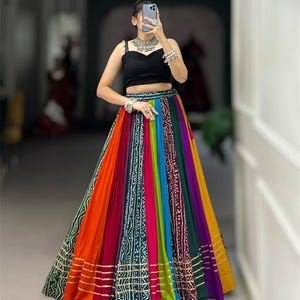 Multi Color Pure Rayon Navratri Lehenga Choli Set, Traditional Choli, Women&#39;s Lehenga Choli, Festive Attire, Ethnic Wear, Garba Outfit 2025