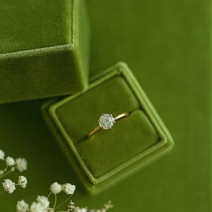 14K Solid Gold Moissanite Engagement Ring: 1-2 CT Round Solitaire