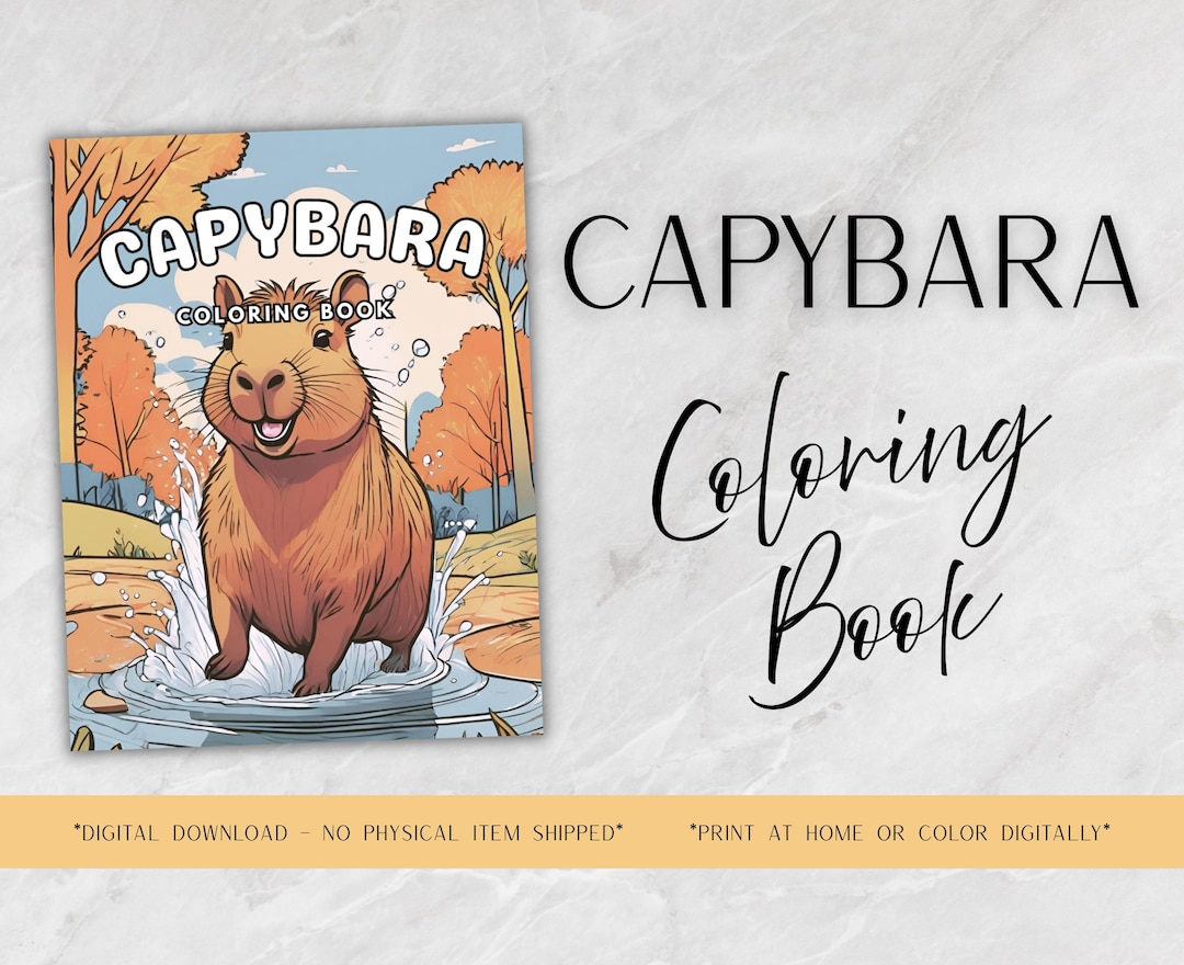Capybara Coloring Book, Animal Coloring Pages PDF - Etsy