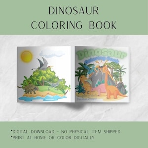 Libro para colorear de dinosaurios, divertidas páginas para colorear imprimibles para niños, descarga digital en PDF