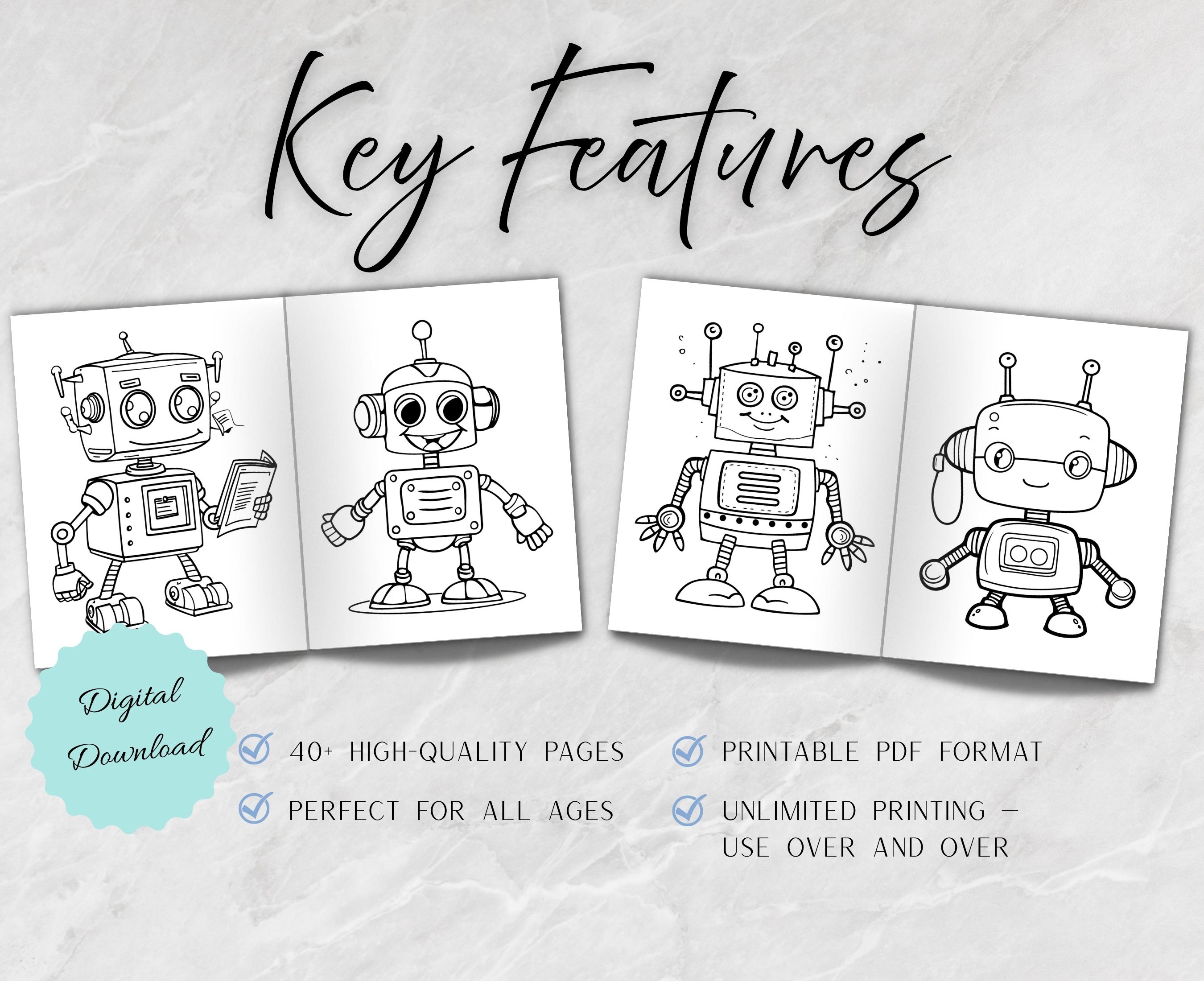 Robot Coloring Book for Kids - Vol 3, Robots and Tech Coloring Pages - Etsy