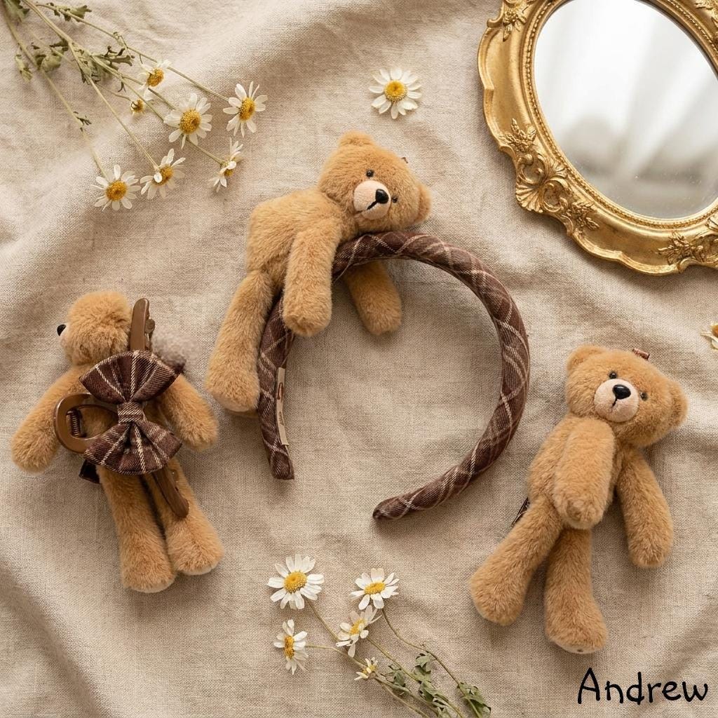 Black Plush Teddy Bear Hair Clip with Gold Accents Amazon.com : 4 PCS Plush Bear Hair Clip Fashion Large  main image 2