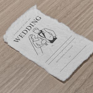 Faire-part de mariage minimaliste sur papier recyclé Cartes rustiques estampées à la main Papeterie de mariage écologique personnalisable