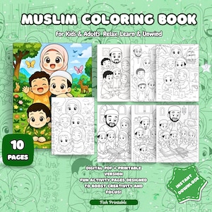Muslim Kids Coloring Pages, Islamic coloring,Islamic Activities for Children,islamic gift, adult coloring pages, Muslim Kids Activity Book.
