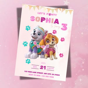 Paw-ty Birthday Invitation: Puppy Patrol Theme, Editable Canva Template (Digital Download