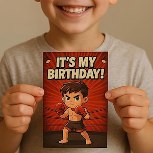 Carte d’invitation anniversaire boxe MMA – PDF imprimable format A6 – Invitation enfant fête garçon - birthday party