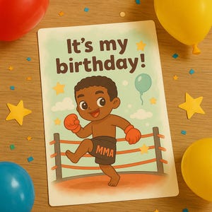 Carte d'invitation anniversaire à télécharger et imprimer - Thème boxe MMA
