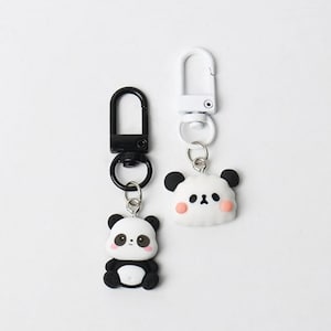 とてもかわいい小さなパンダのキーホルダー、とてもかわいい小さなパンダの頭のキーホルダー、動物のチャーム、プレゼント用のキーホルダー、女の子へのギフト。