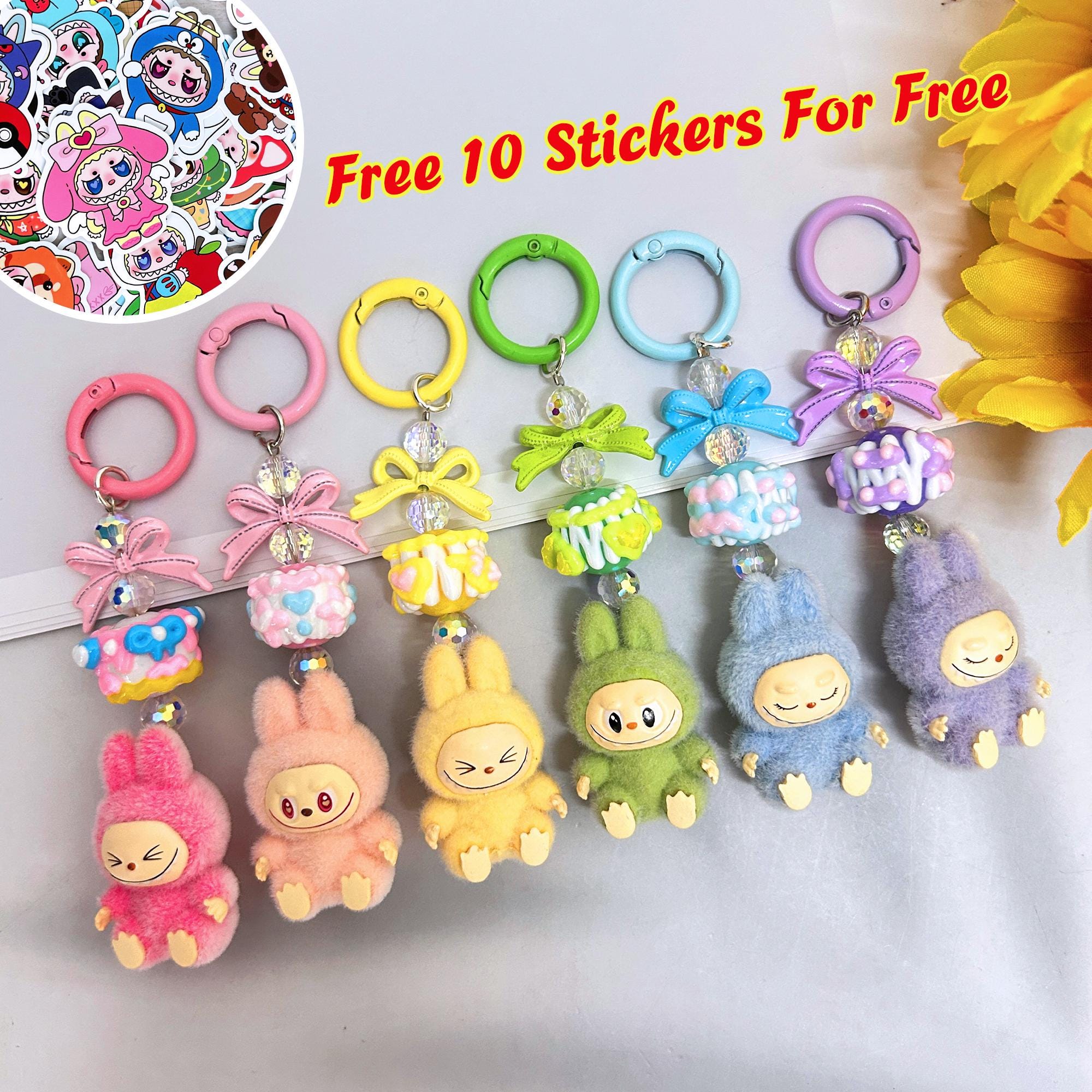 miniラブブキーホルダー ブルー×4、イエロー×4、ピンク×4、パープル×2 Labubu mini keychain - Etsy 日本