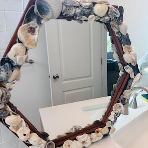 Oyster and shell frame mirror, free shipping