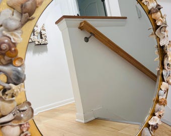 Large , Gold, Beveled, Round , Shell mirror