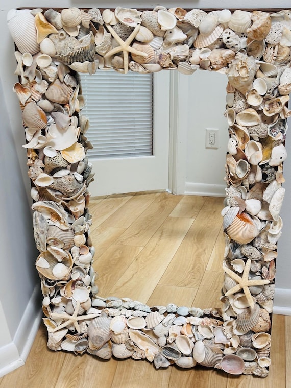 Custom Shell frame mirror, hanging; 24x36