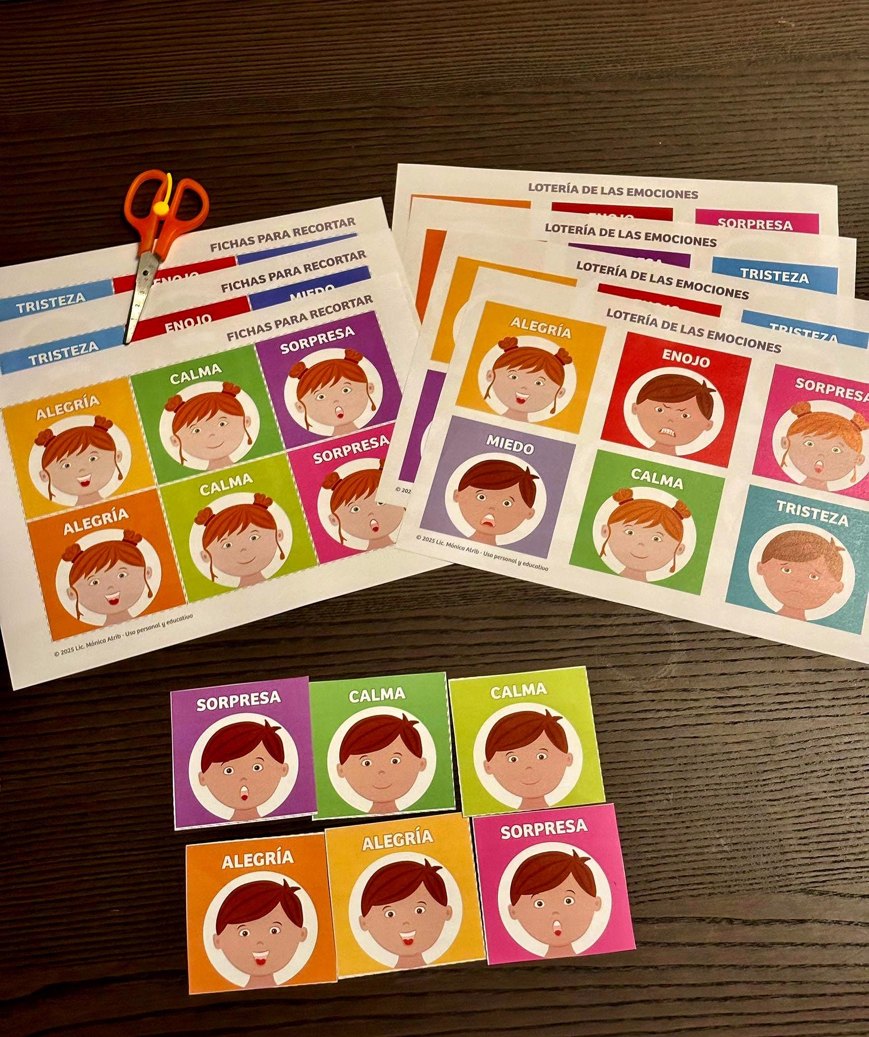 ESP loteria de las emociones juego imprimible educativo para para niños ...