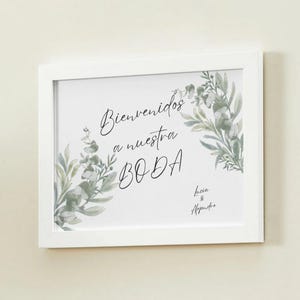 Plantilla cartel de bienvenida boda floral elegante