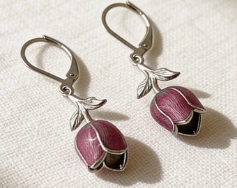 Lily of the Valley Silver Drop Earrings, Floral Dangle Earrings, Vintage Flower Jewelry, Leverback Earrings, Gift for Her