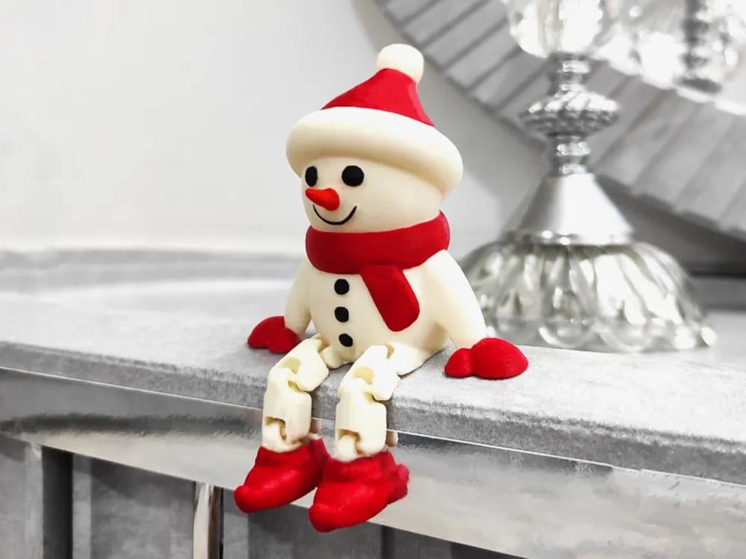 Articulated Snowman Christmas Ornament Flexi 3D Printed Cute Holiday ...