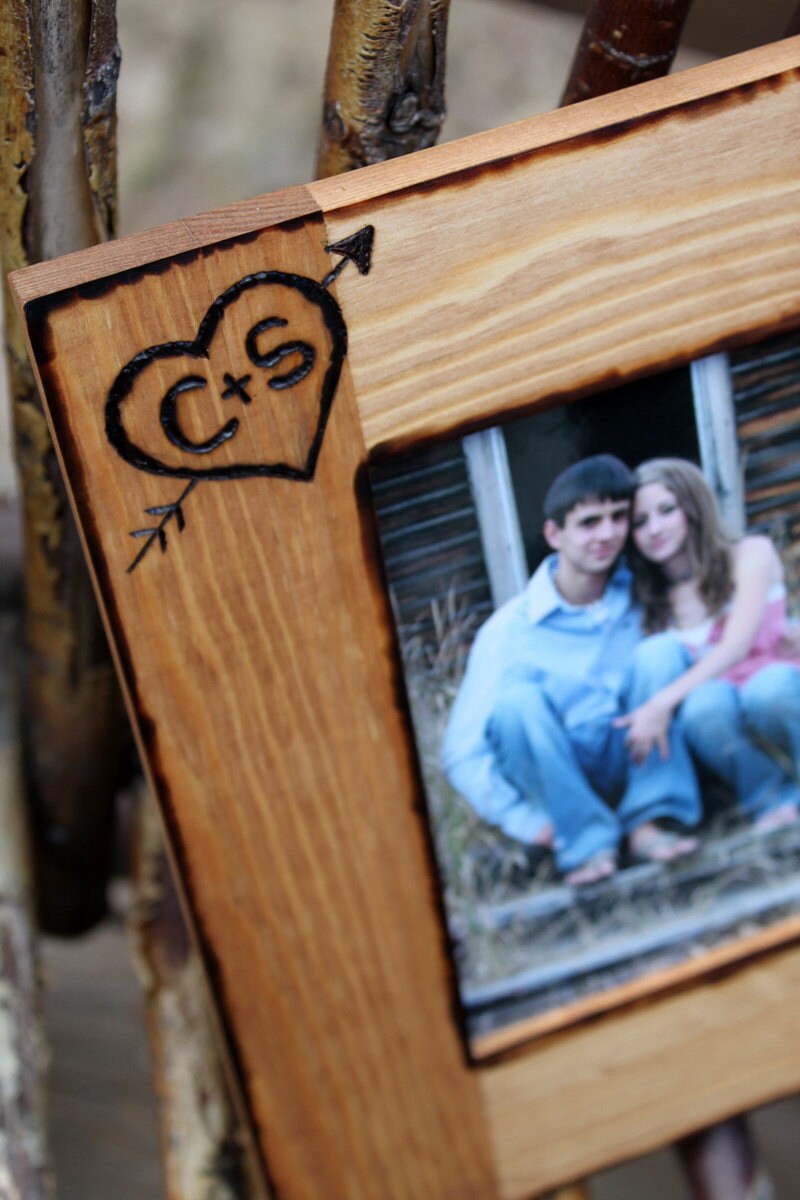 Personalized Rustic Wood Picture Frame Wedding Engagement