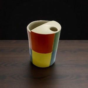 Colorful Checkered Travel Mug, Handmade Pottery Mug, To Go Ceramic Tumbler, Hand-painted Sip Mug,Coffee Cup Sip Mug,Birthday Gift,Mug Gift