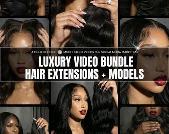 12 Luxury Hair Stock Videos | 8 Second Beauty Model Reels (Digital Download)