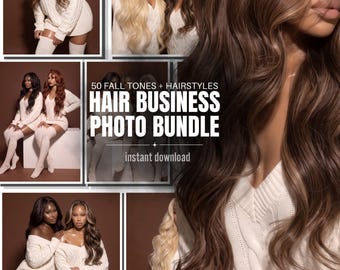 50 Hair Model Images | Fall Tones + Hairstyles | Brown Fall Themed Hair Model Stock Photos for Hair and Beauty Brands | Digital Download