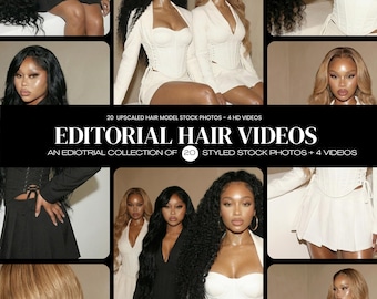 4 HD Cinematic Videos + 20 Hair Model Stock Photos | Digital Download | Beauty Essentials