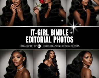 20 Stock Photo Bundle | IT-GIRL BUNDLE | Hair/Makeup Model Photos for Wig Businesses and Beauty Brands