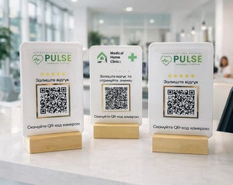 Letrero acrílico con código QR personalizado, marco dorado, para pequeñas empresas