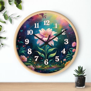 Floral Fantasy Wall Clock - Botanical Decor, Flower Wall Art, Home Decor Gift, Nature Lover, Colorful Clock