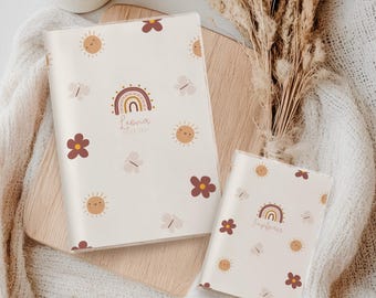 Personalisierte U-Heft & Impfpass Hülle Set – Regenbogen Design – Schutzhülle mit Einlegeblatt – Geschenk zur Geburt oder Taufe