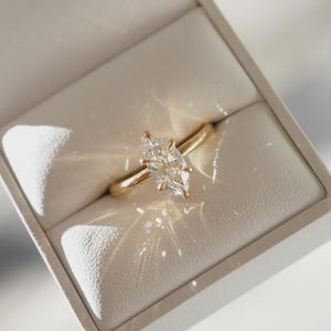 Marquise Cut Diamond Ring, Solitaire Engagement Ring, 2 CT Marquise Diamond, 6 Prong Ring, Solid Yellow/White/Rose Gold Ring, Gift For Women