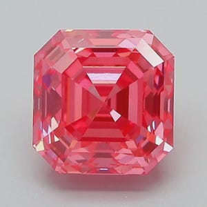 Fancy Vivid Pink Asscher Cut Lab Grown Diamond, IGI Certified Diamond, Loose Diamond for Engagement Ring Custom, Handmade by Caratline