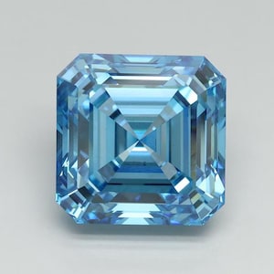 Fancy Intense Blue Asscher Cut Lab Grown Diamond, IGI Certified Diamond, Loose Diamond for Engagement Ring Custom, Handmade by Caratline
