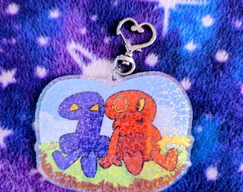 One and Three 2 Sided Holographic Keychain