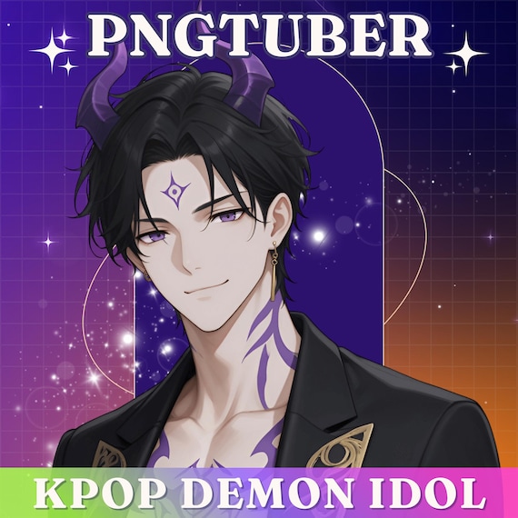 Kpop Demon Idol PNGTuber | Male VTuber Model for Stream | Anime PNG Avatar | 5 Emotions | Discord & Veadotube Asset | Instant Download